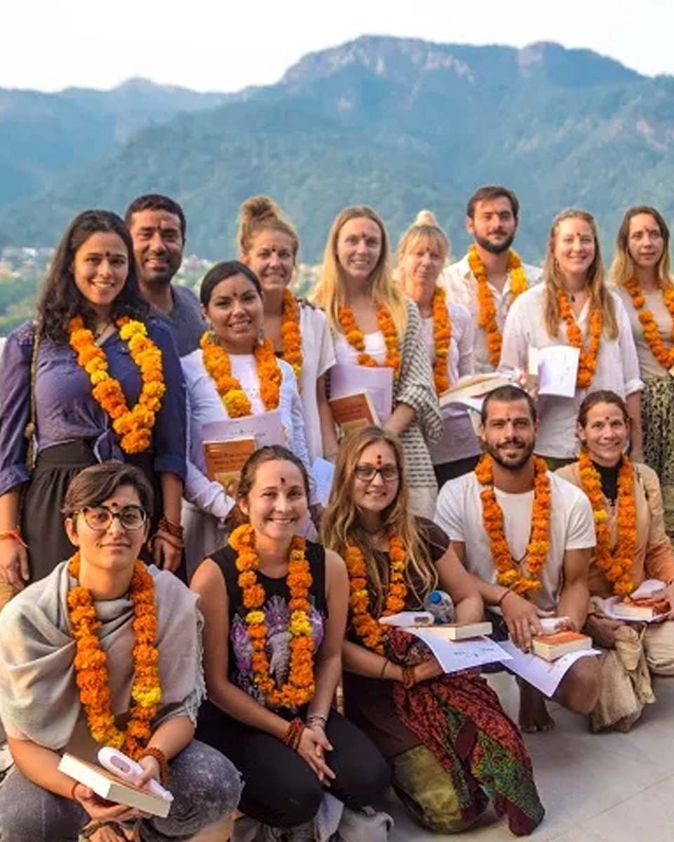 Certificate ceremony after yoga teacher training at Avatar Yoga School in Rishikesh