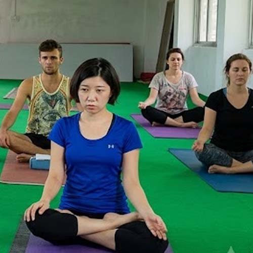 Evening meditation during yoga teacher training