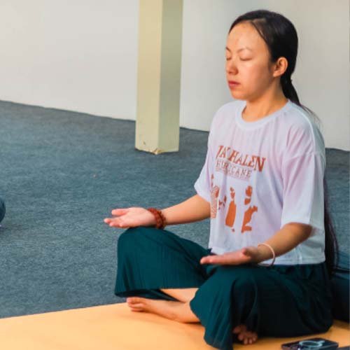 Evening meditation during the 300 hour yoga teacher training