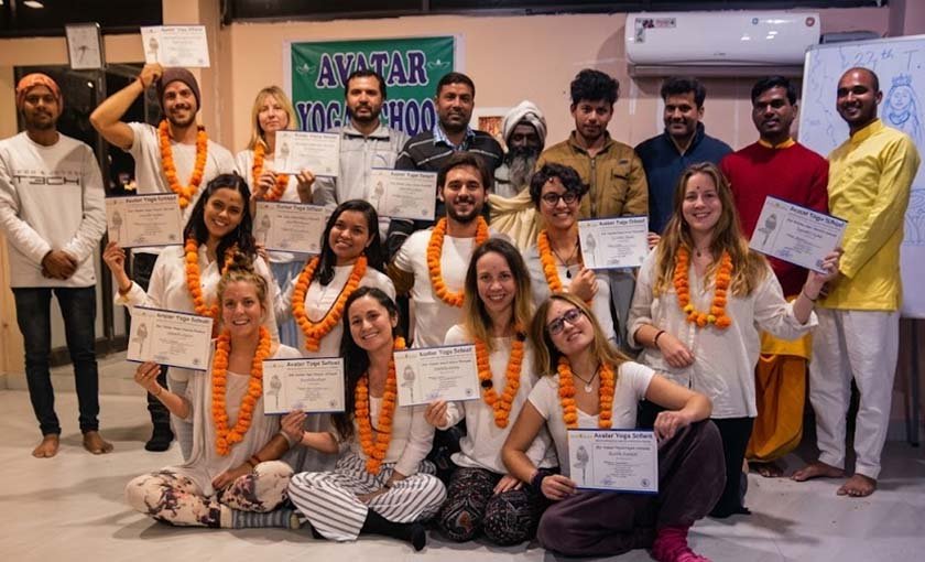 Certificate ceremony after the 500 hour yoga teacher training at Avatar Yoga School