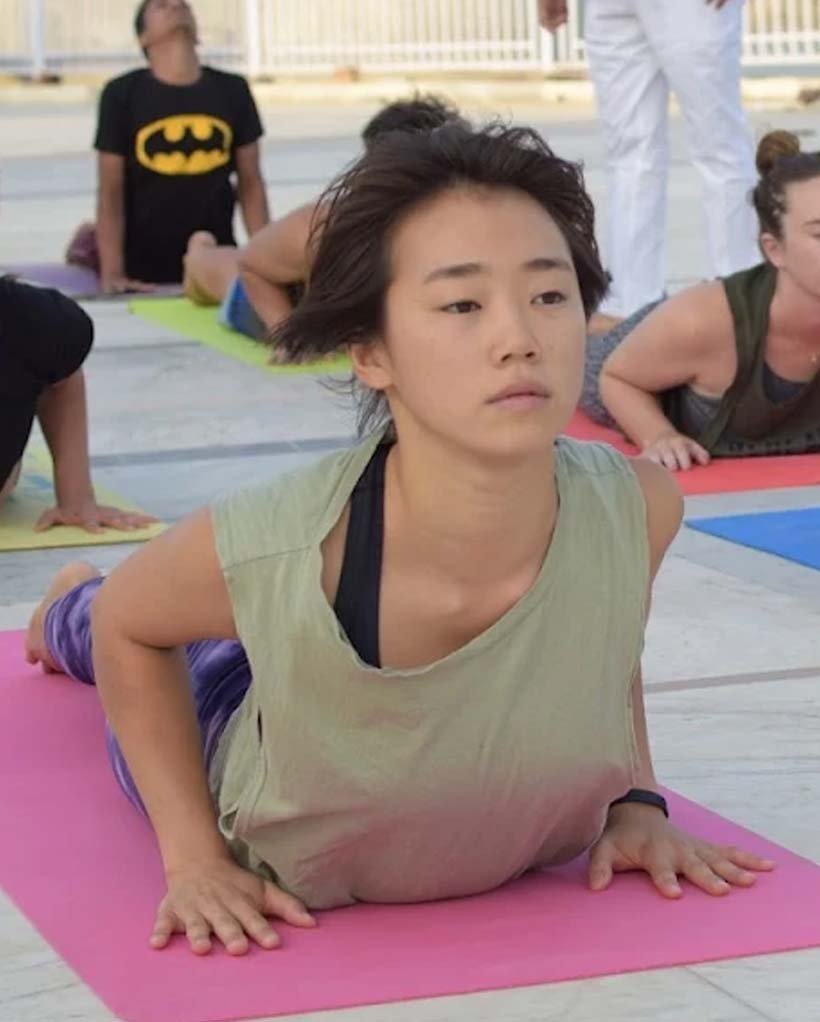 Morning asana class at Avatar Yoga School in Rishikesh