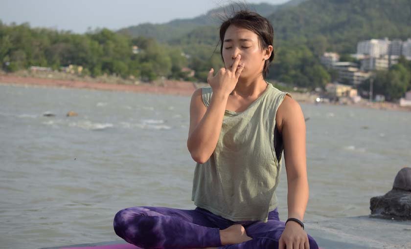 Early morning pranayama practice in Rishikesh