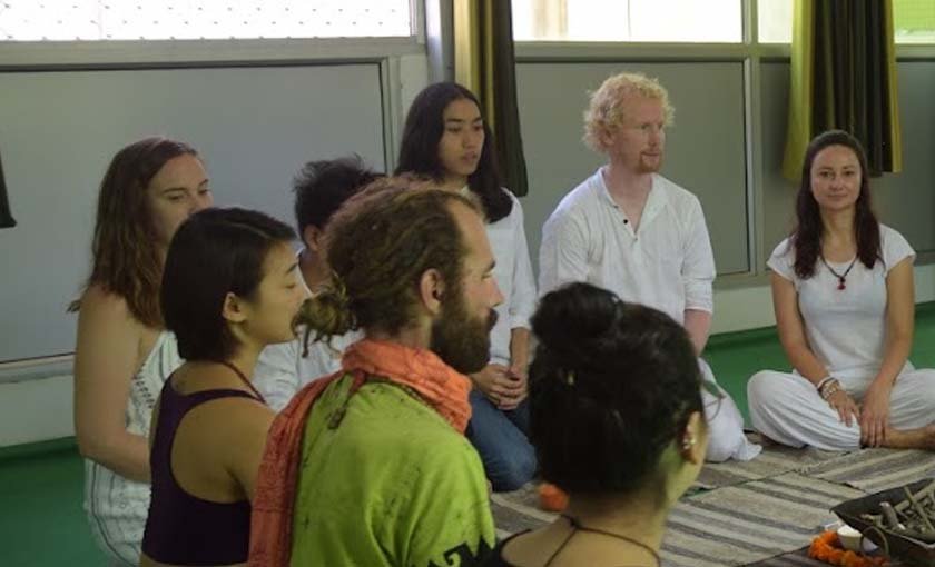 Group of pranayama and meditation students at Avatar Yoga School