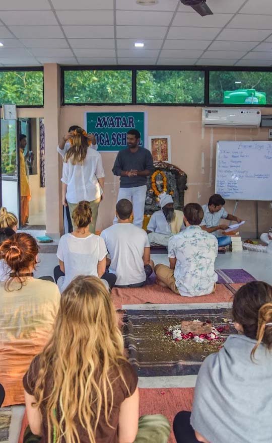 Yoga hall at Avatar Yoga School in Rishikesh